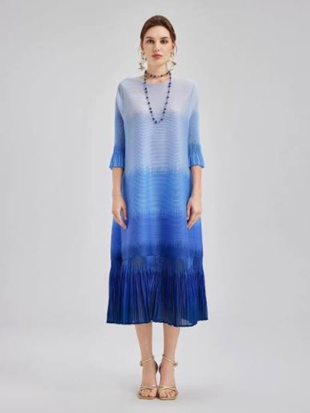 RICH RADI Q’S Elegant Ombre Pleated Panel Dress - XL